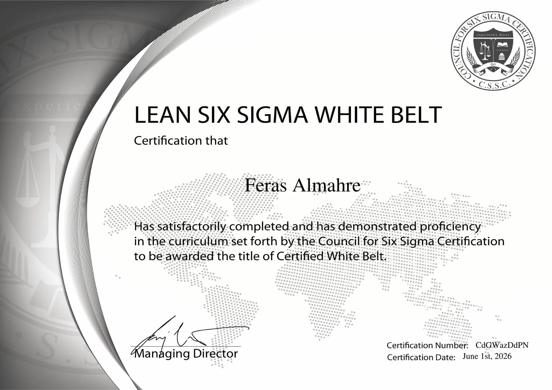 Preview of Lean Six Sigma White Belt Certification